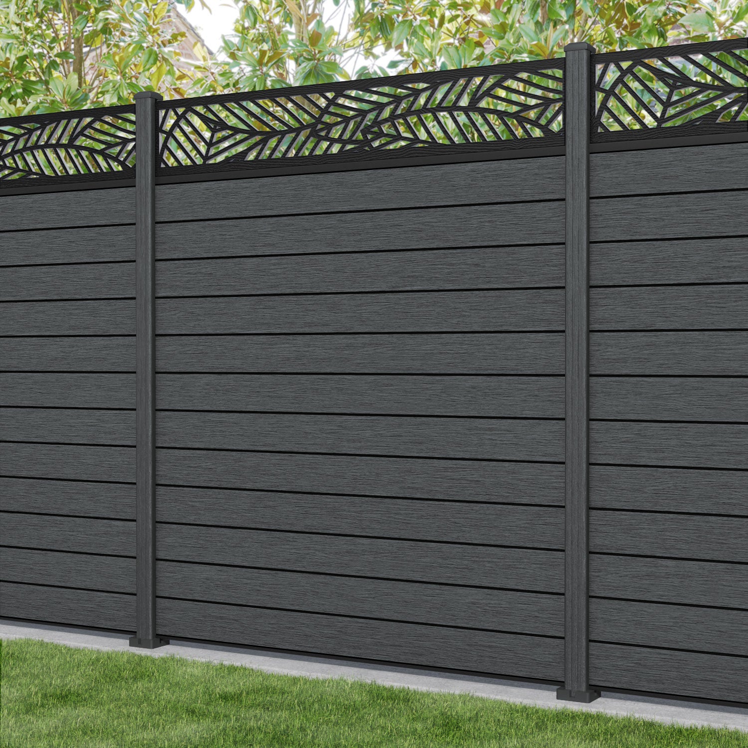 Fusion Habitat Fence Panel - Dark Grey - with our composite posts