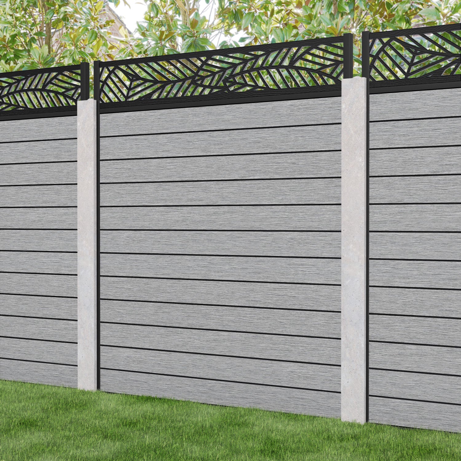Fusion Habitat Fence Panel - Light Grey - for existing concrete posts