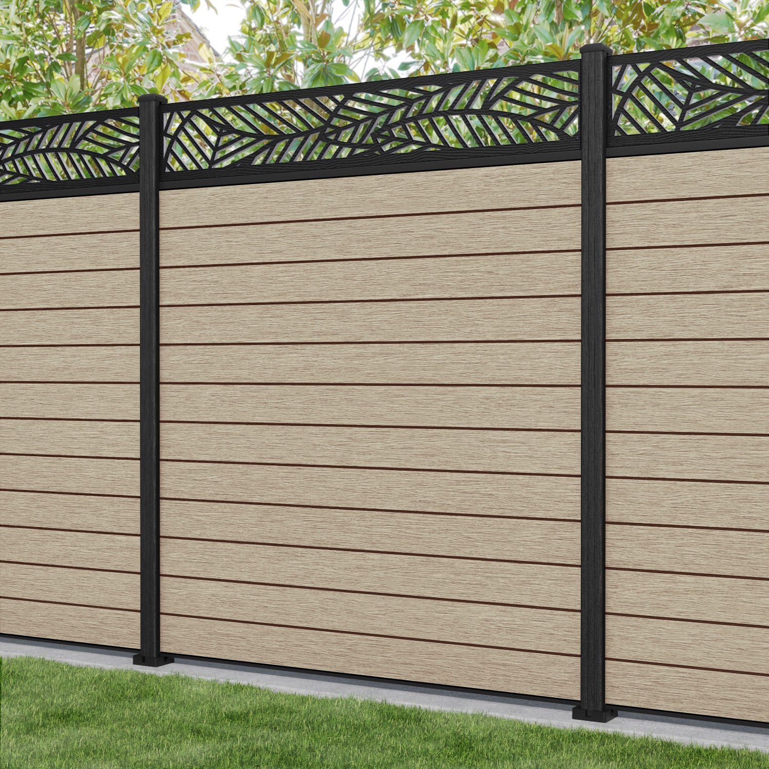 Fusion Habitat Fence Panel - Light Oak - with our composite posts