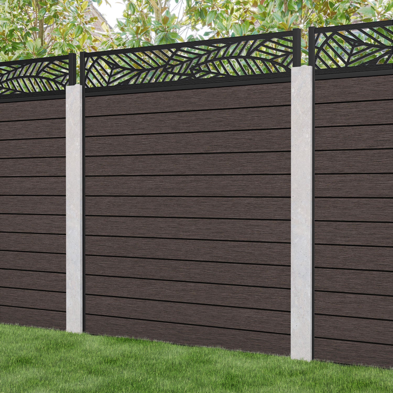 Fusion Habitat Fence Panel - Mid Brown - for existing concrete posts