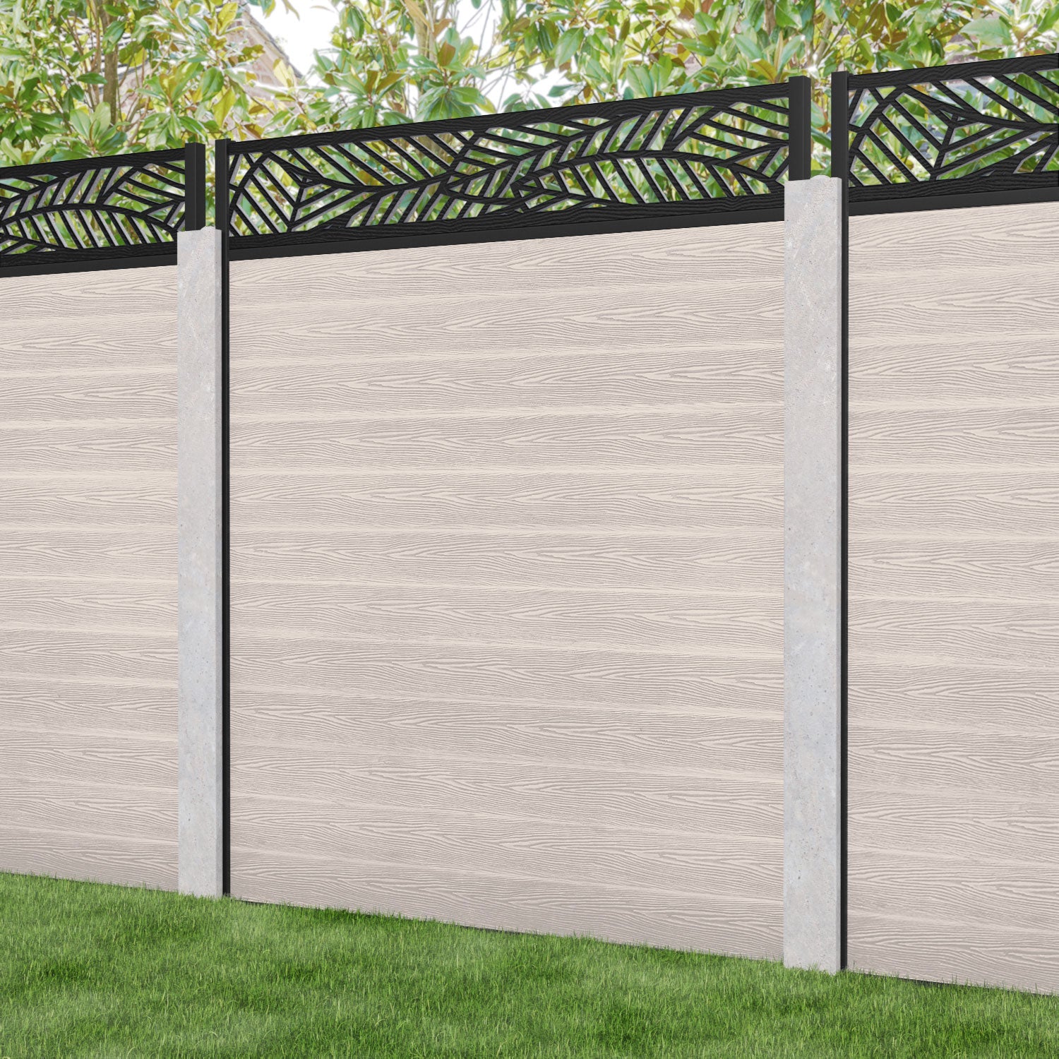 Classic Habitat Fence Panel - Mid Stone - for existing concrete posts