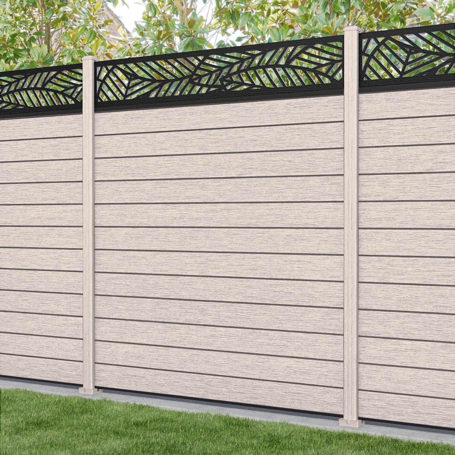 Fusion Habitat Fence Panel - Mid Stone - with our composite posts