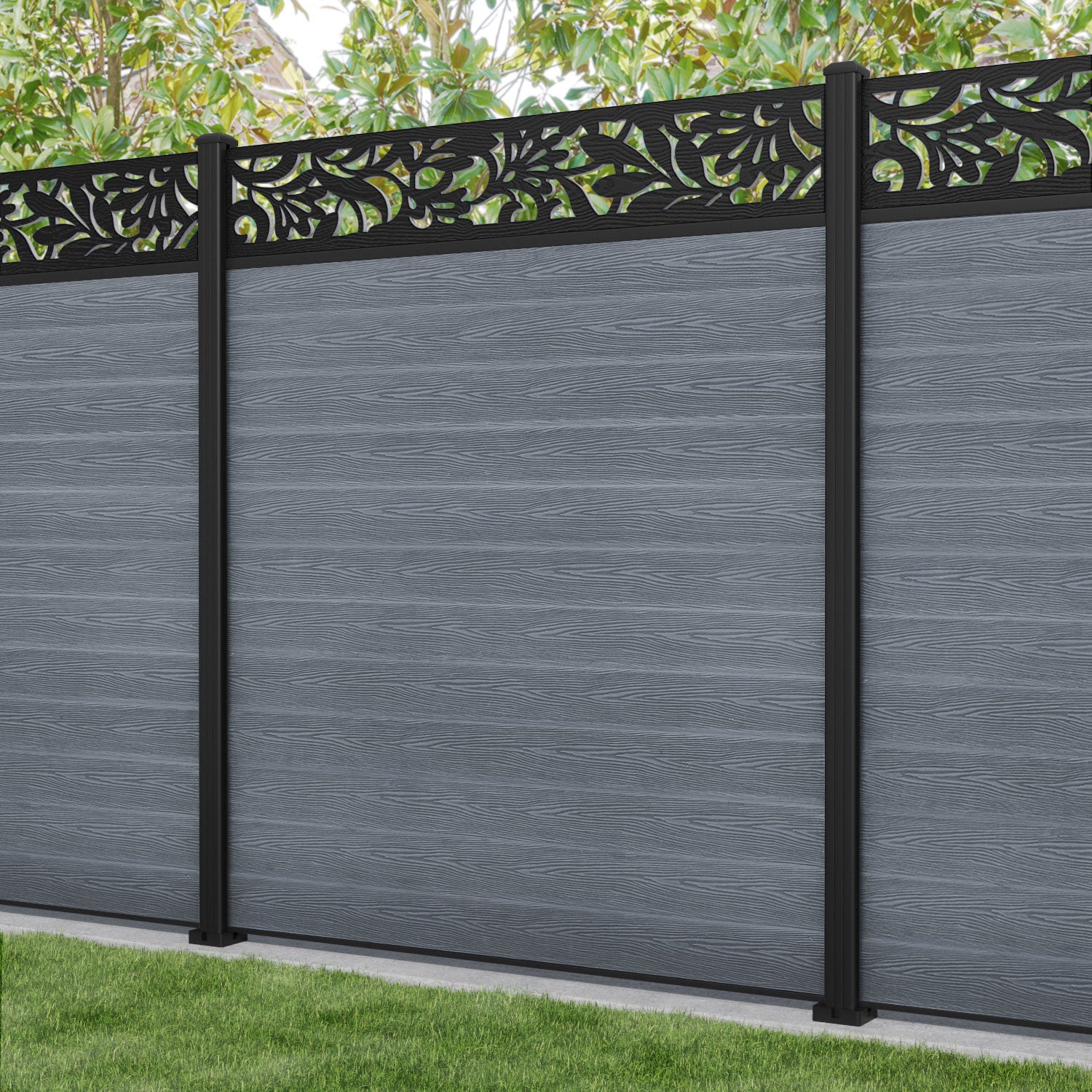 Classic Heritage Fence Panel - Anthracite - with our aluminium posts