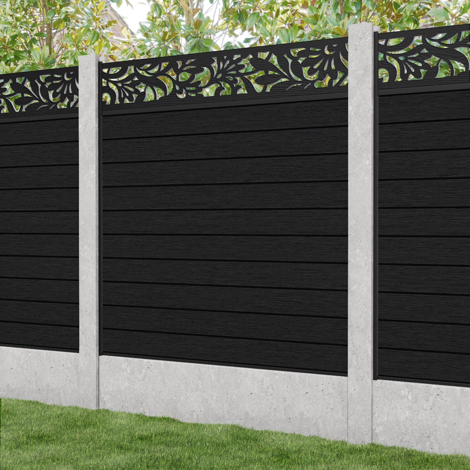 Fusion Heritage Fence Panel - Black - for existing concrete posts