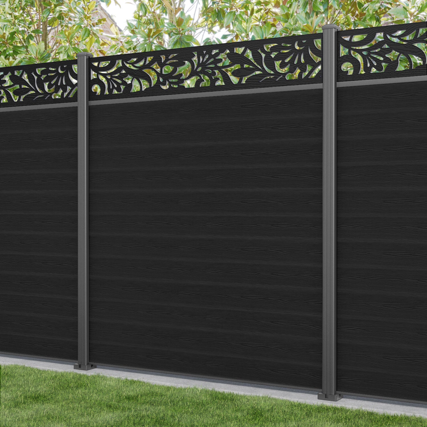Classic Heritage Fence Panel - Black - with our aluminium posts