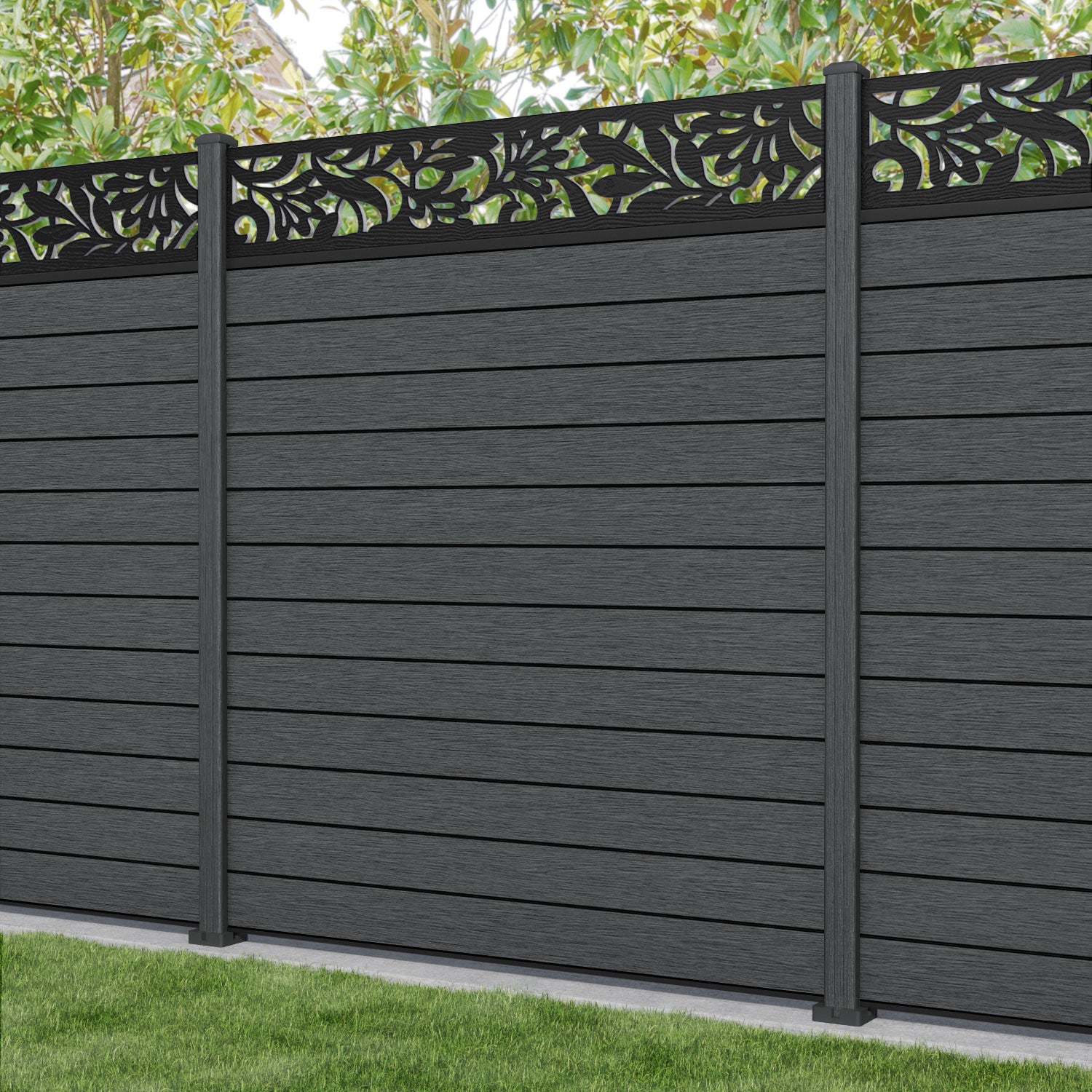 Fusion Heritage Fence Panel - Dark Grey - with our composite posts
