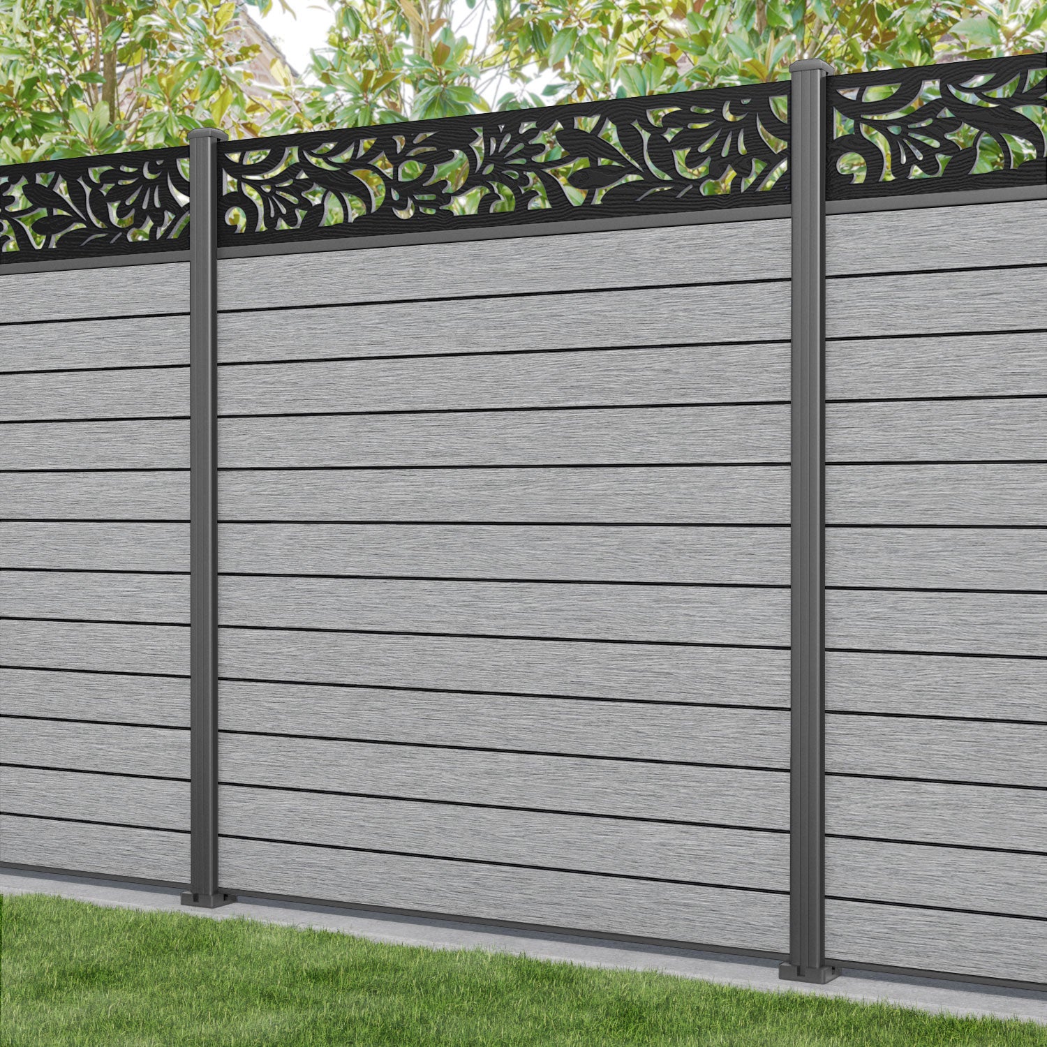 Fusion Heritage Fence Panel - Light Grey - with our aluminium posts