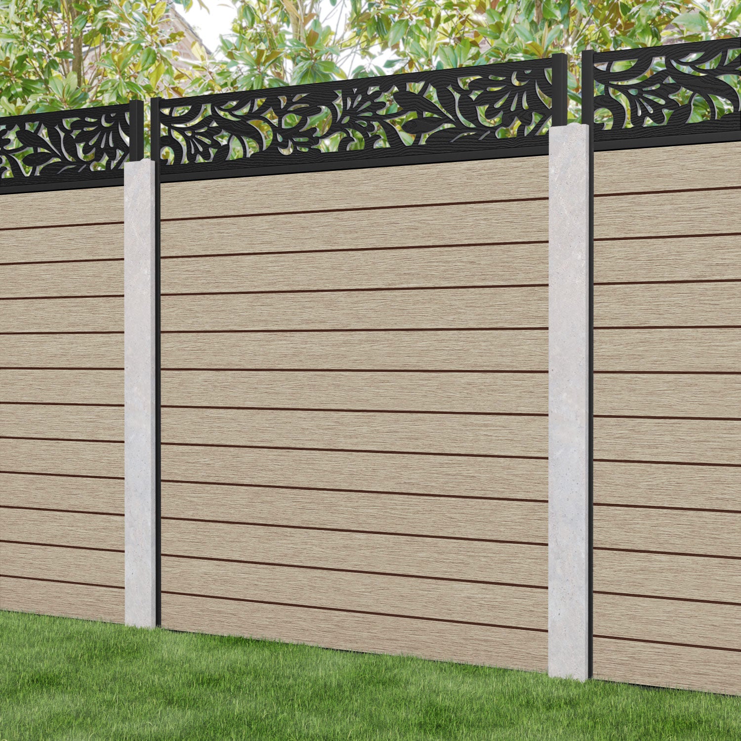 Fusion Heritage Fence Panel - Light Oak - for existing concrete posts