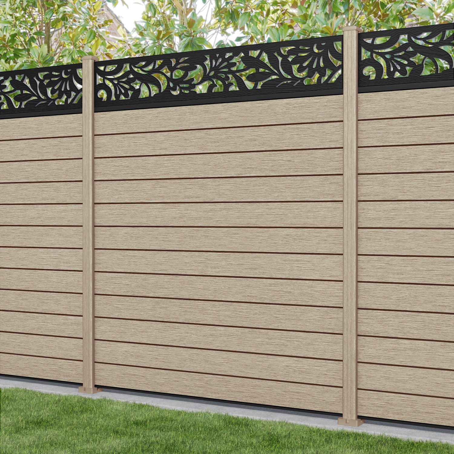 Fusion Heritage Fence Panel - Light Oak - with our composite posts
