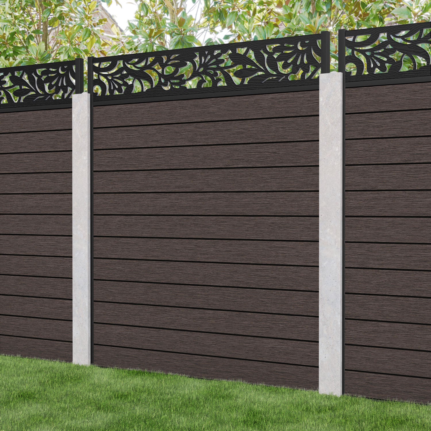 Fusion Heritage Fence Panel - Mid Brown - for existing concrete posts