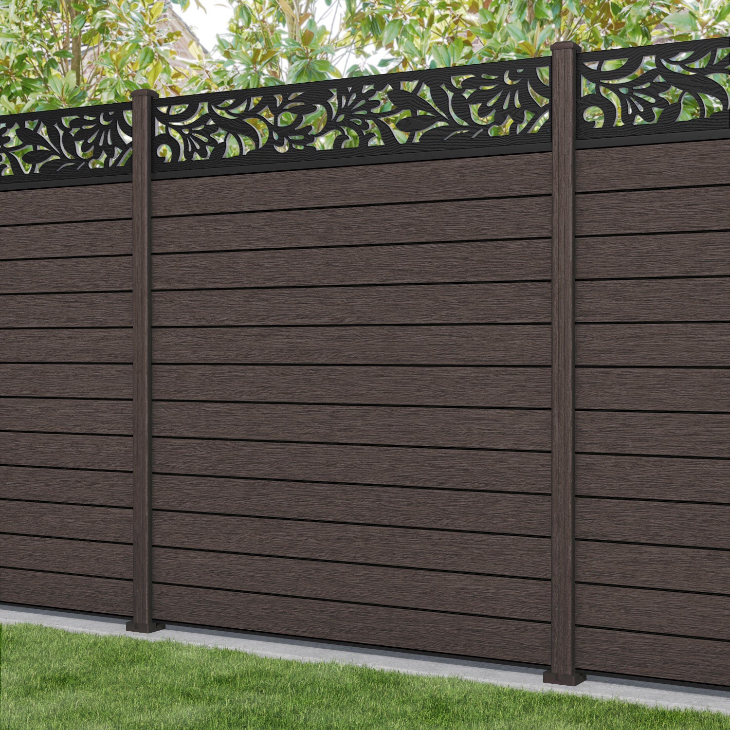 Fusion Heritage Fence Panel - Mid Brown - with our composite posts