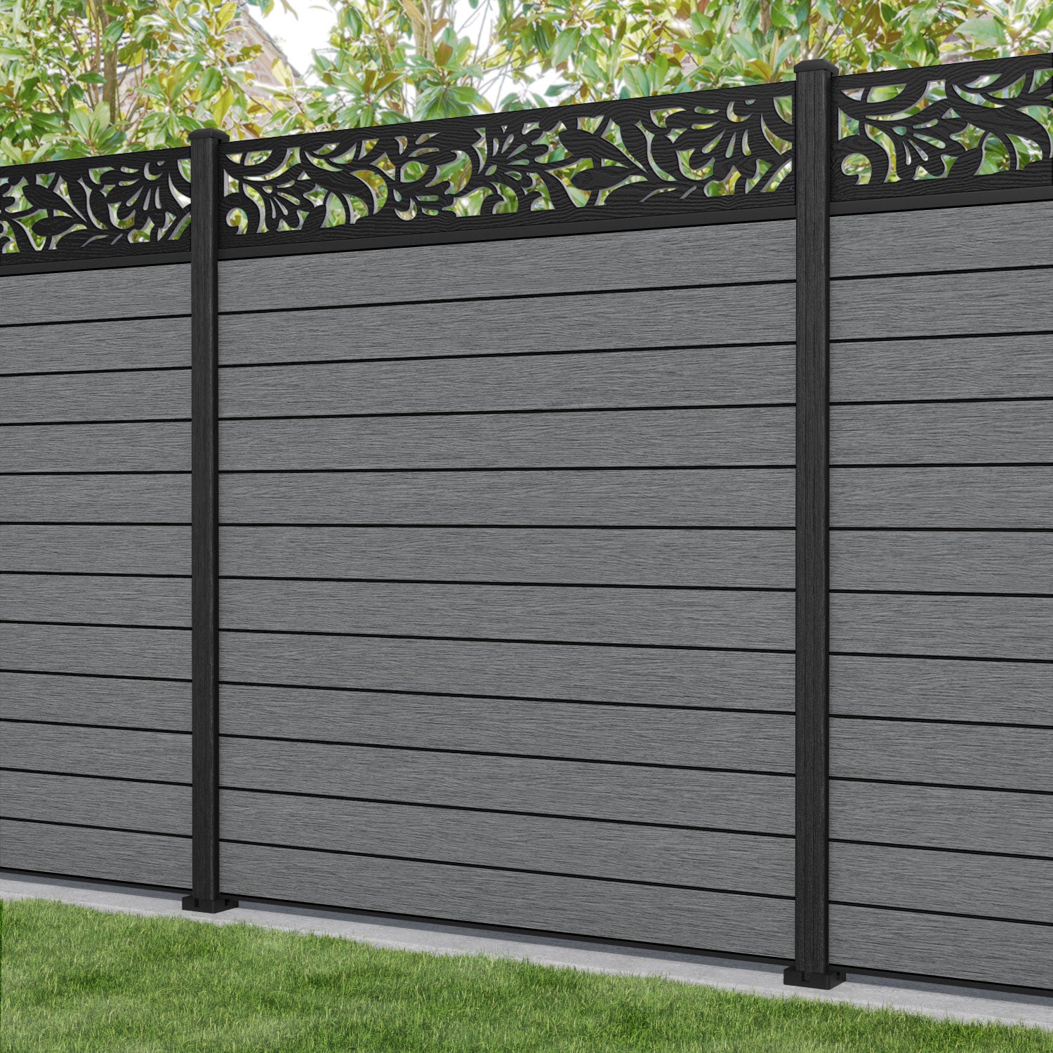 Fusion Heritage Fence Panel - Mid Grey - with our composite posts