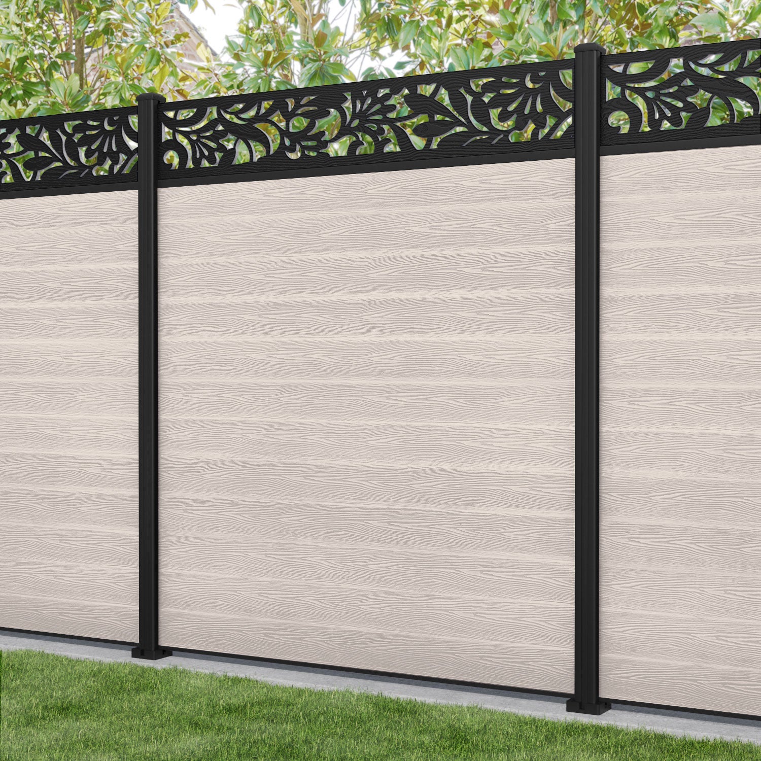 Classic Heritage Fence Panel - Mid Stone - with our aluminium posts