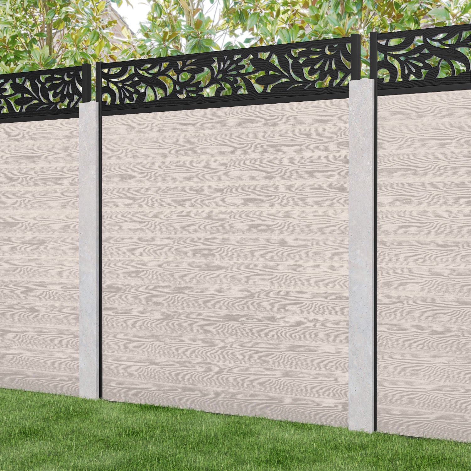 Classic Heritage Fence Panel - Mid Stone - for existing concrete posts