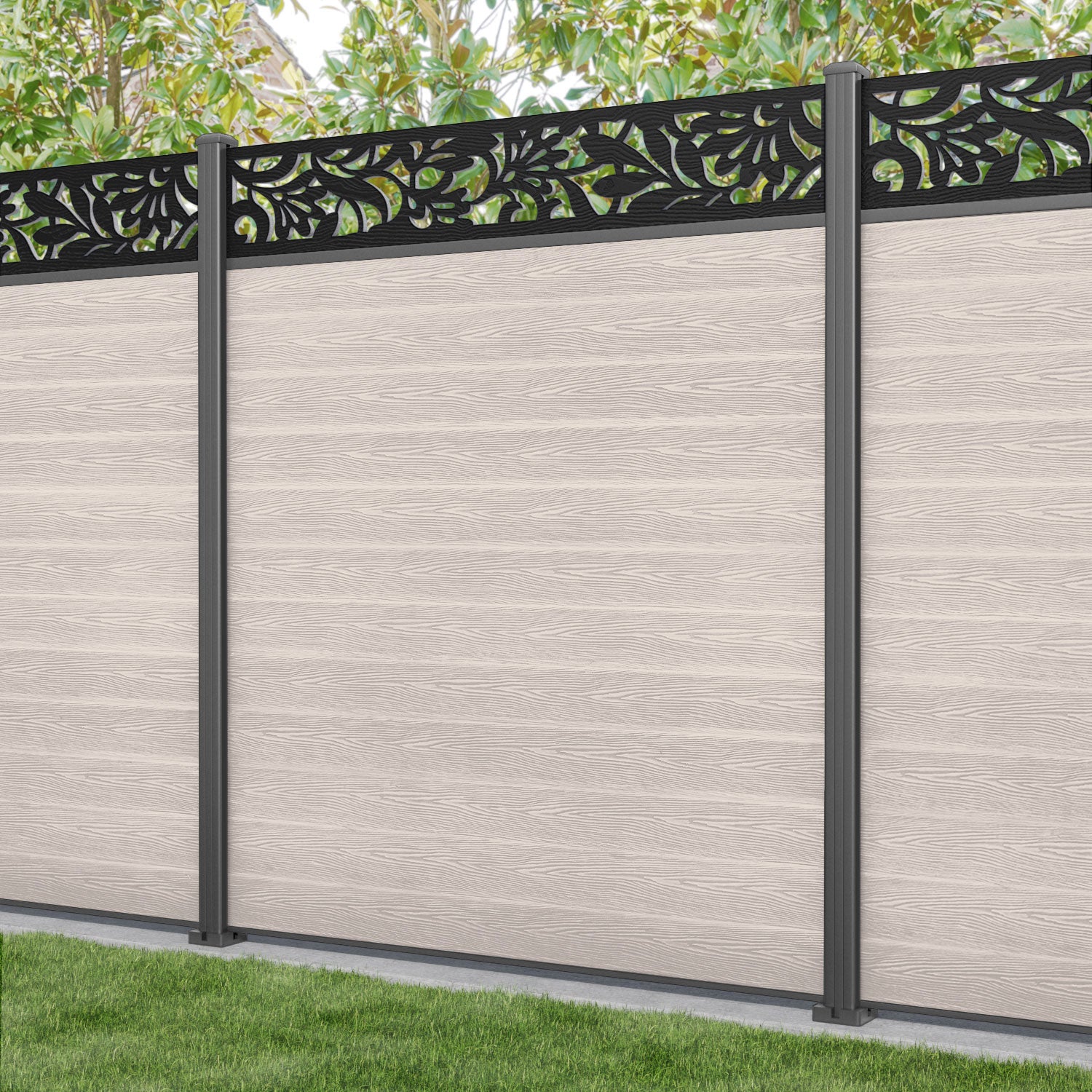 Classic Heritage Fence Panel - Mid Stone - with our aluminium posts