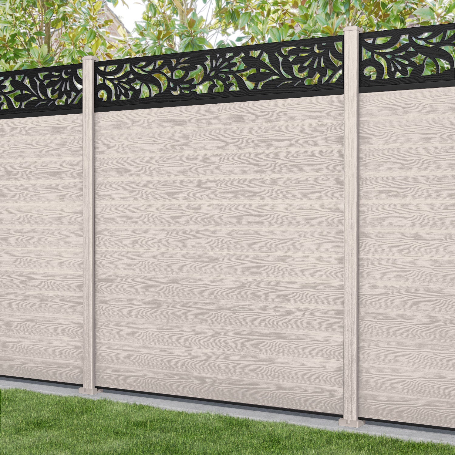 Classic Heritage Fence Panel - Mid Stone - with our composite posts