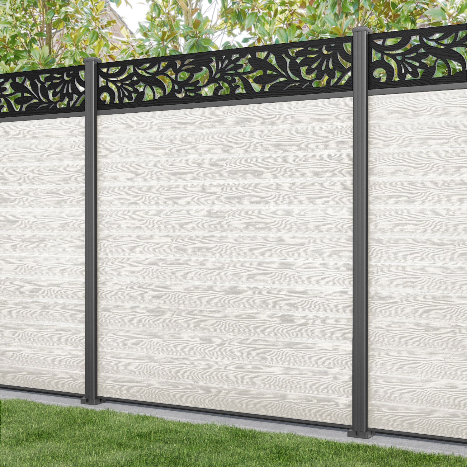 Classic Heritage Fence Panel - Light Stone - with our aluminium posts