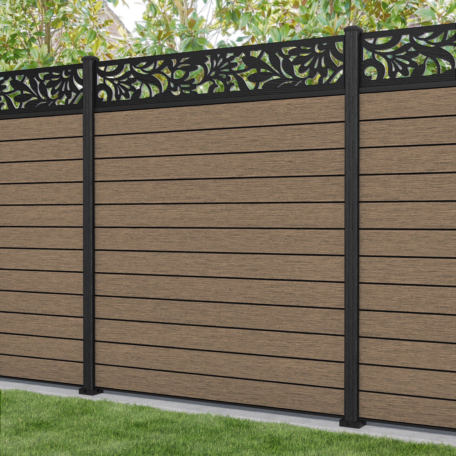 Fusion Heritage Fence Panel - Teak - with our composite posts