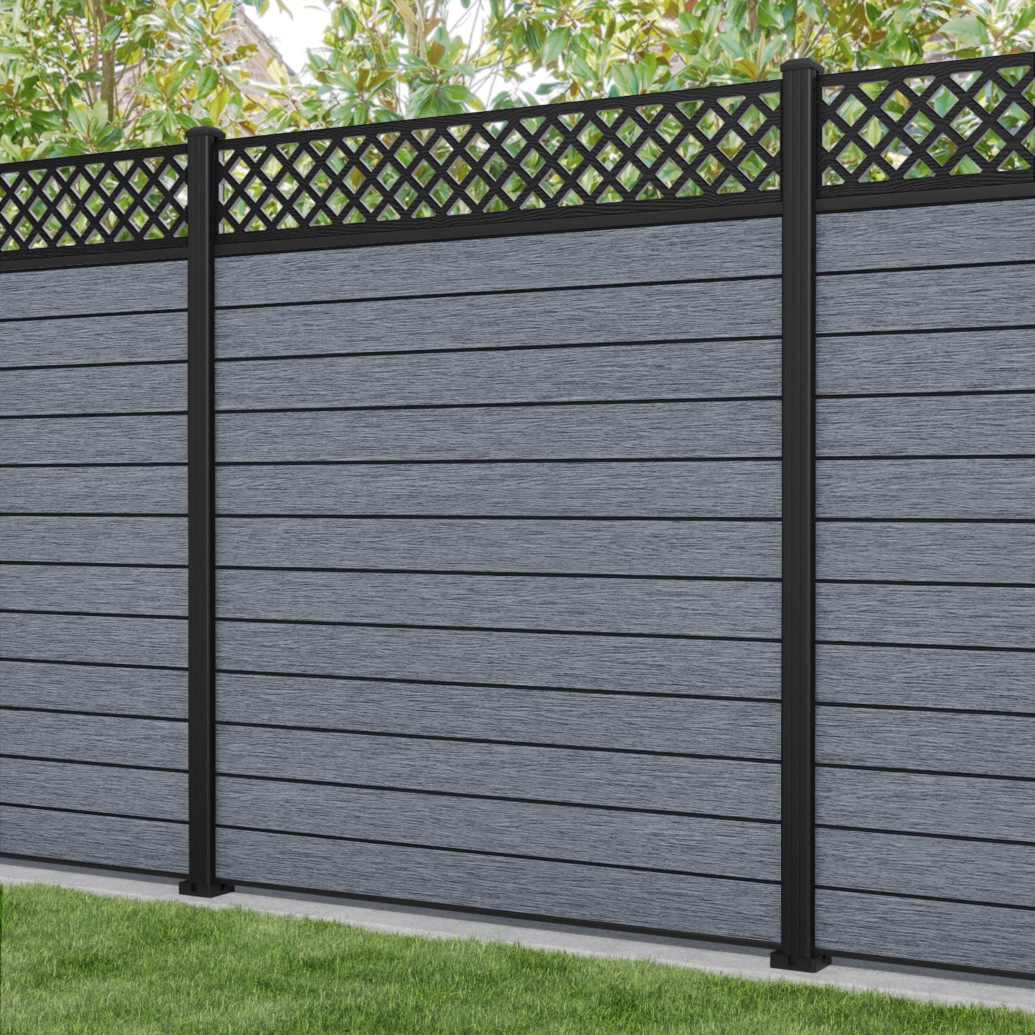 Fusion Hive Fence Panel - Anthracite - with our aluminium posts