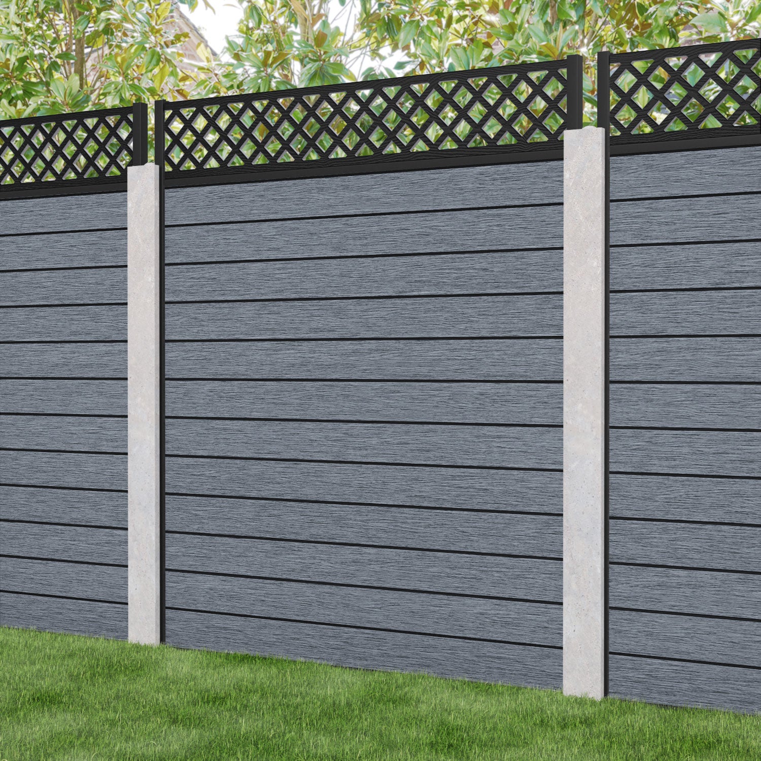 Fusion Hive Fence Panel - Anthracite - for existing concrete posts
