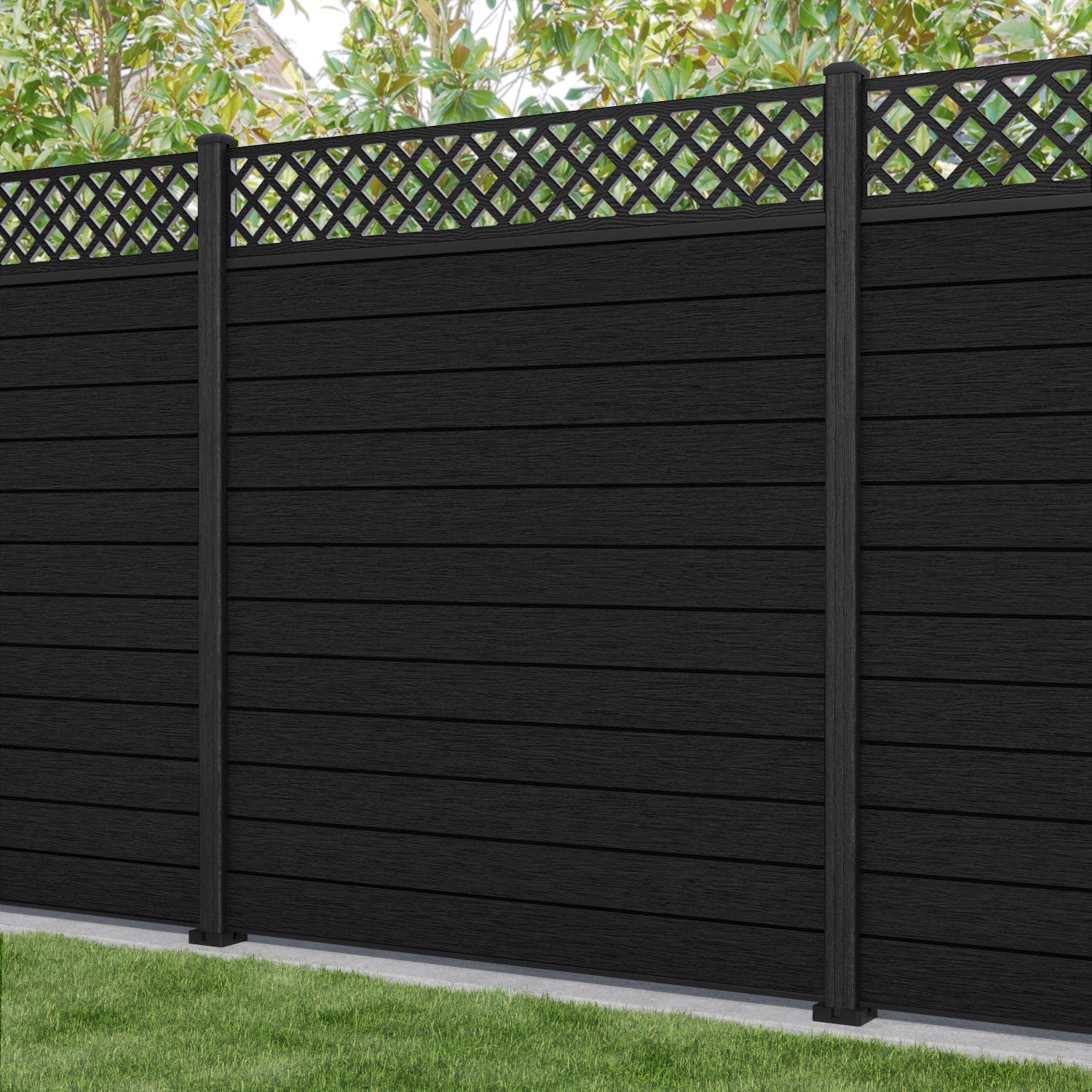 Fusion Hive Fence Panel - Black - with our composite posts