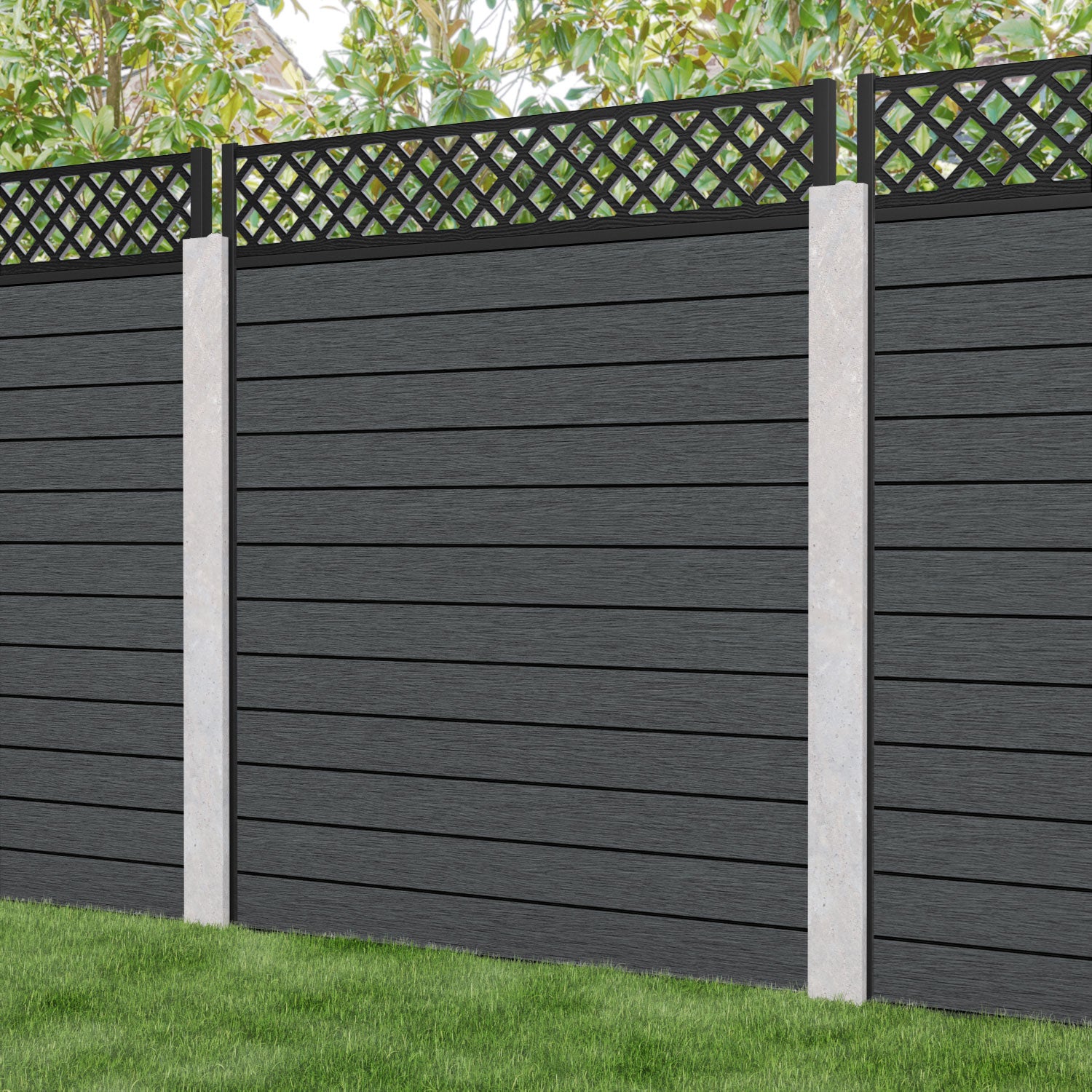 Fusion Hive Fence Panel - Dark Grey - for existing concrete posts
