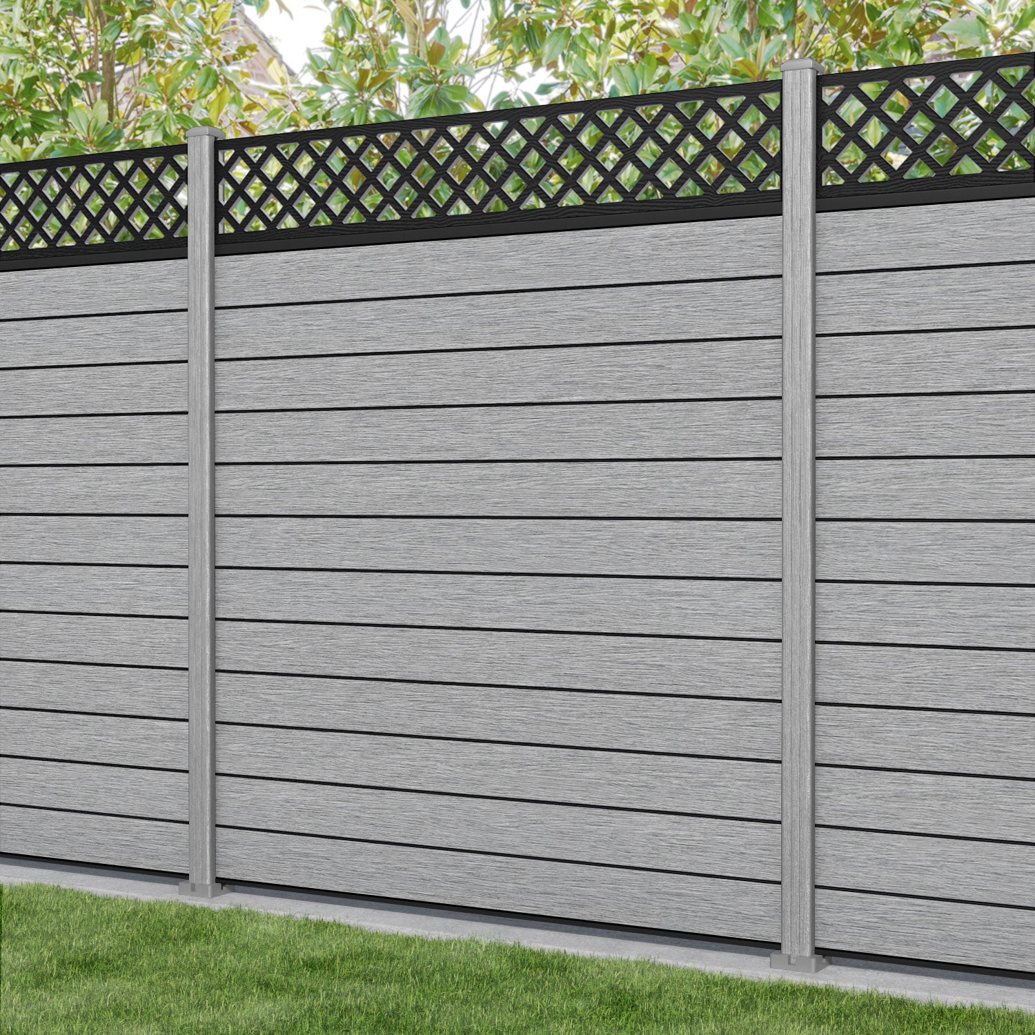 Fusion Hive Fence Panel - Light Grey - with our composite posts