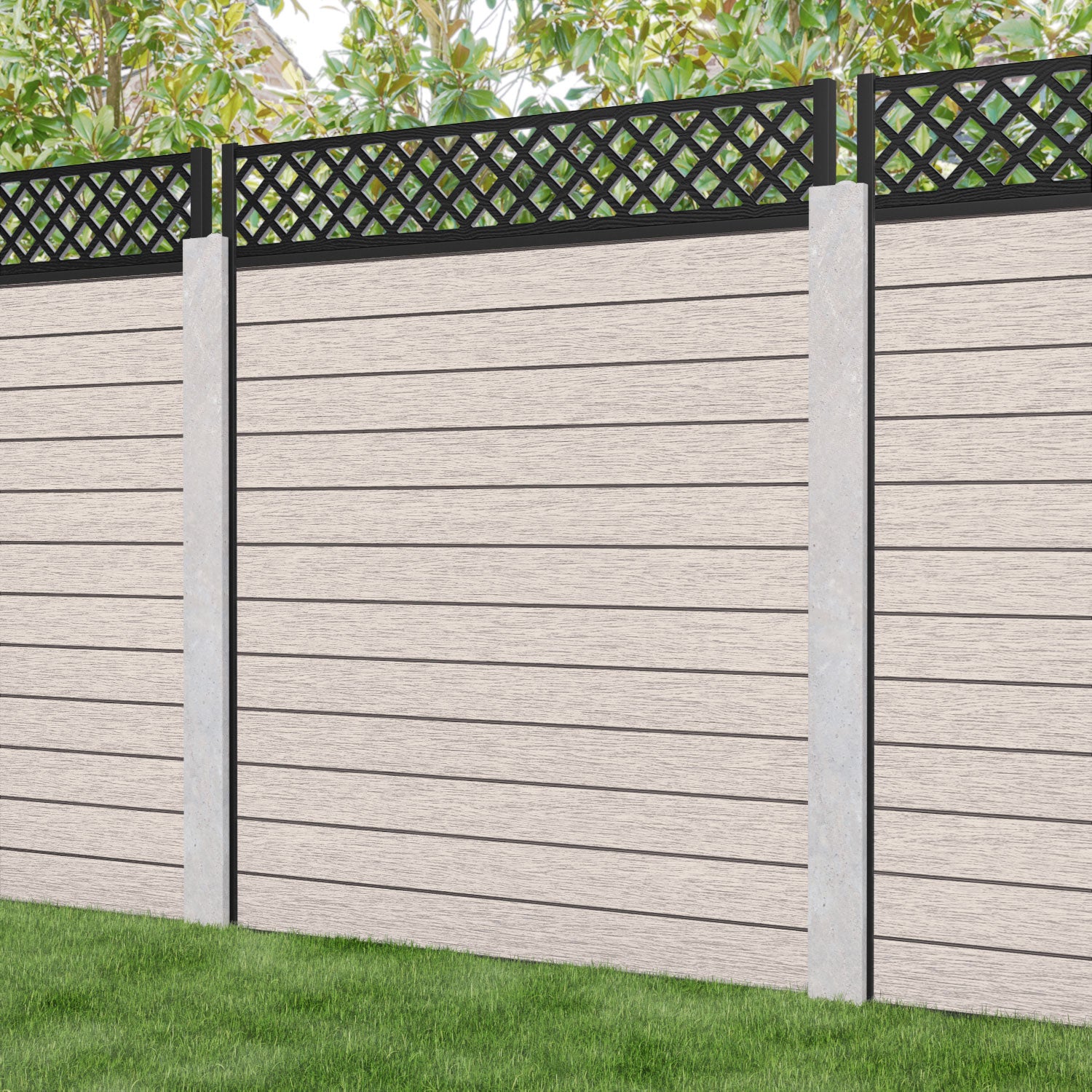 Fusion Hive Fence Panel - Mid Stone - for existing concrete posts