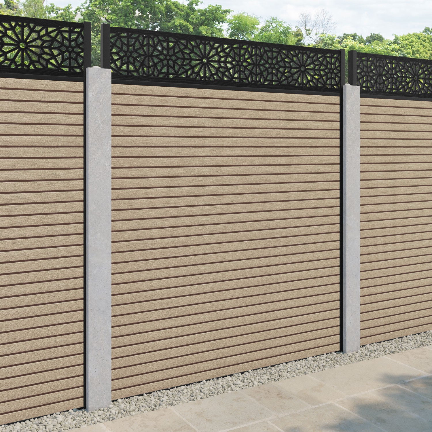 Hudson Alnara Fence Panel - Light Oak - for existing concrete posts