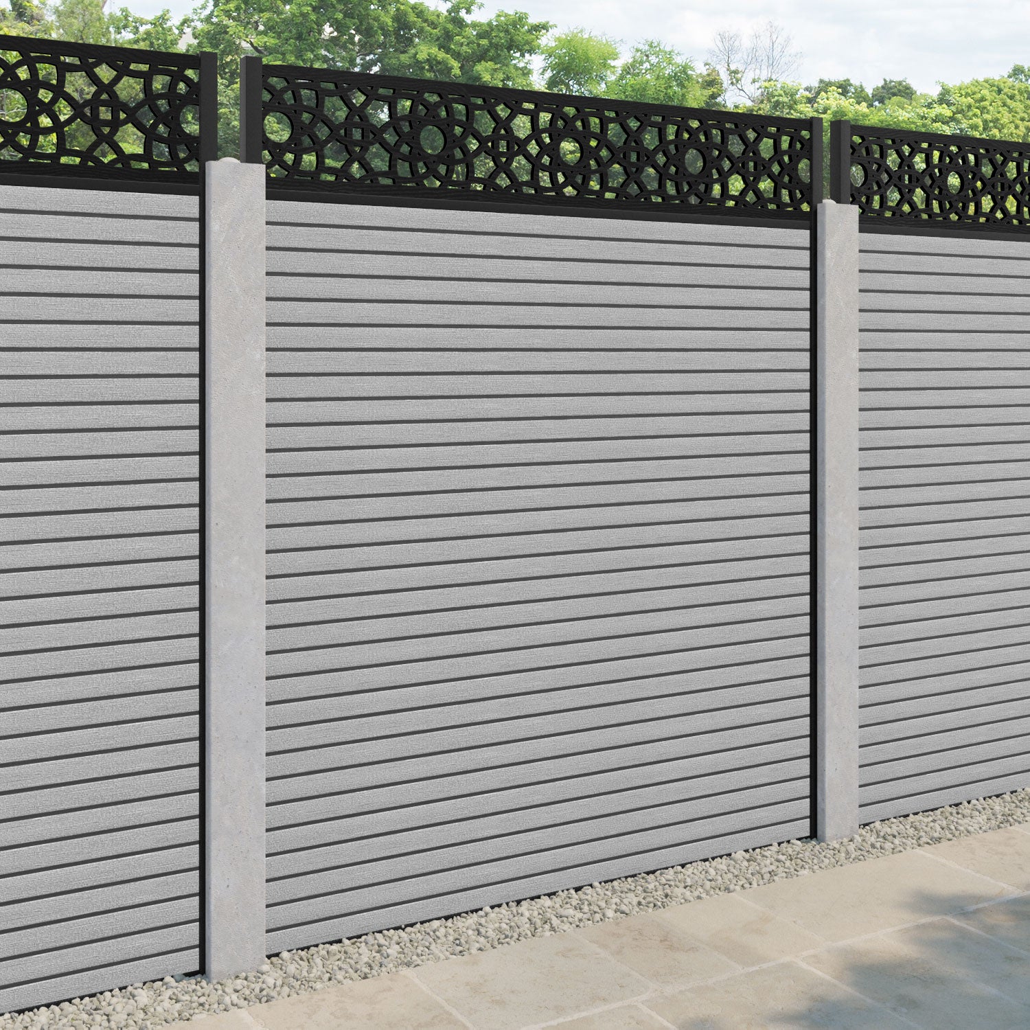 Hudson Ambar Fence Panel - Light Grey - for existing concrete posts
