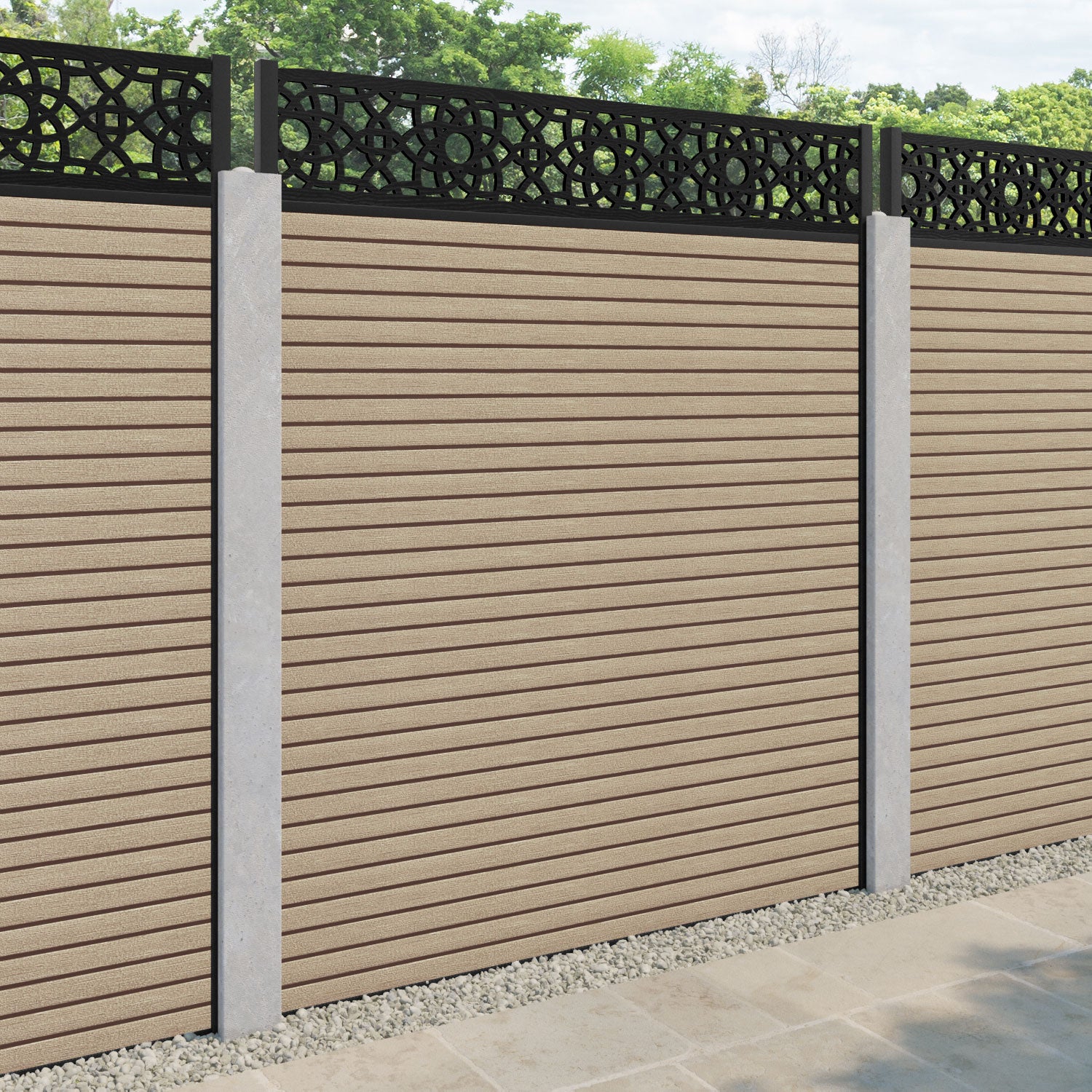 Hudson Ambar Fence Panel - Light Oak - for existing concrete posts