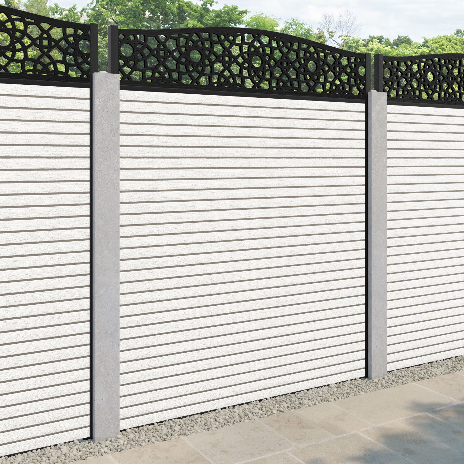Hudson Ambar Curved Top Fence Panel - Light Stone - for existing concrete posts