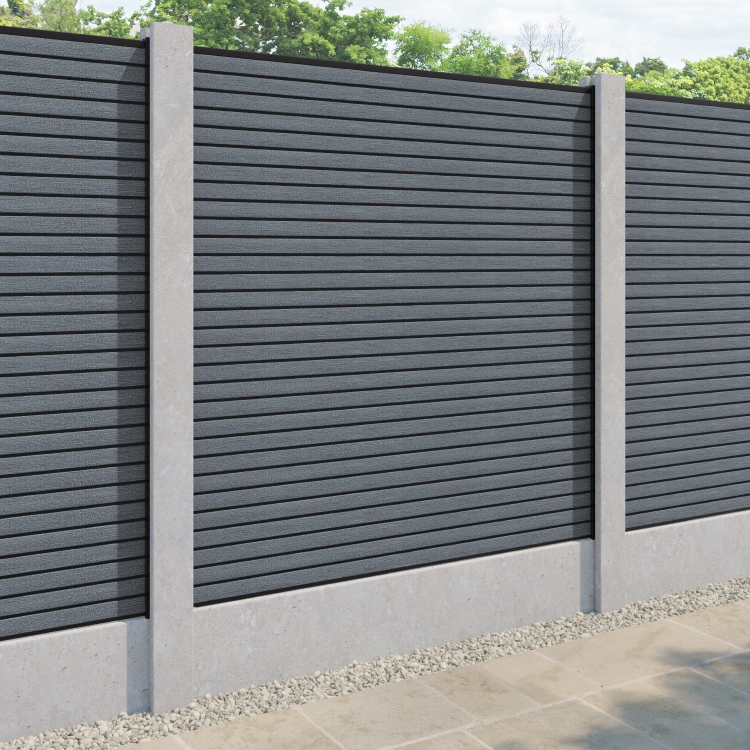 Hudson Fence Panel - Anthracite - for existing concrete posts