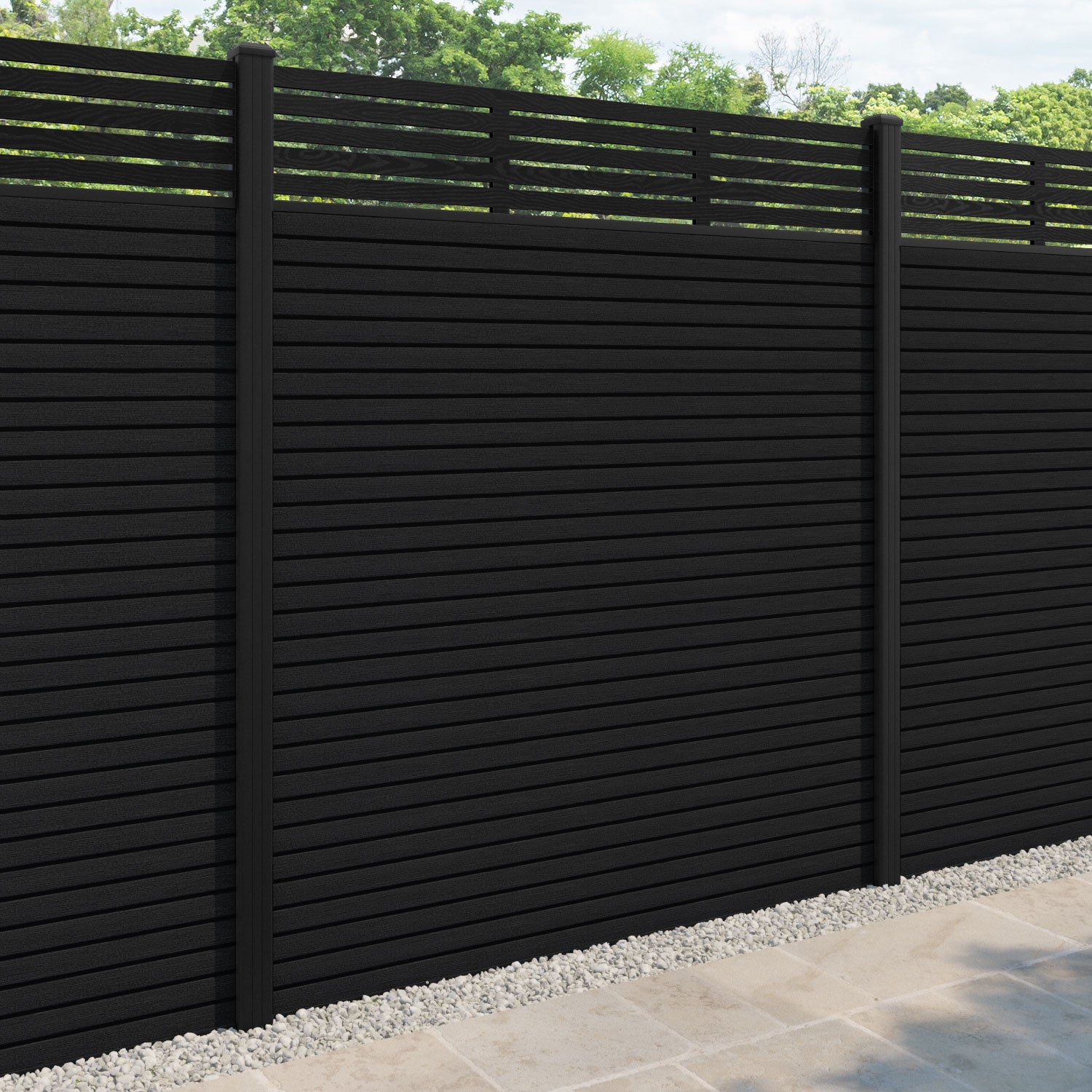 Hudson Aspen Fence Panel - Black - with our aluminium posts