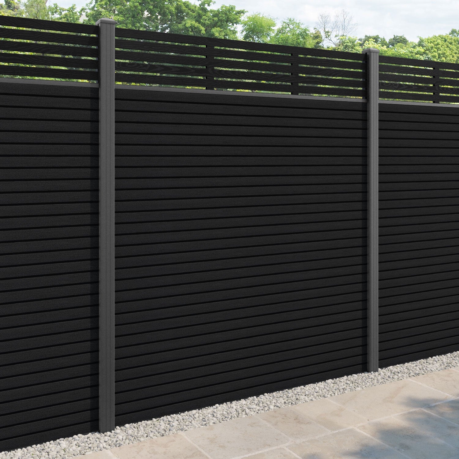 Hudson Aspen Fence Panel - Black - with our aluminium posts