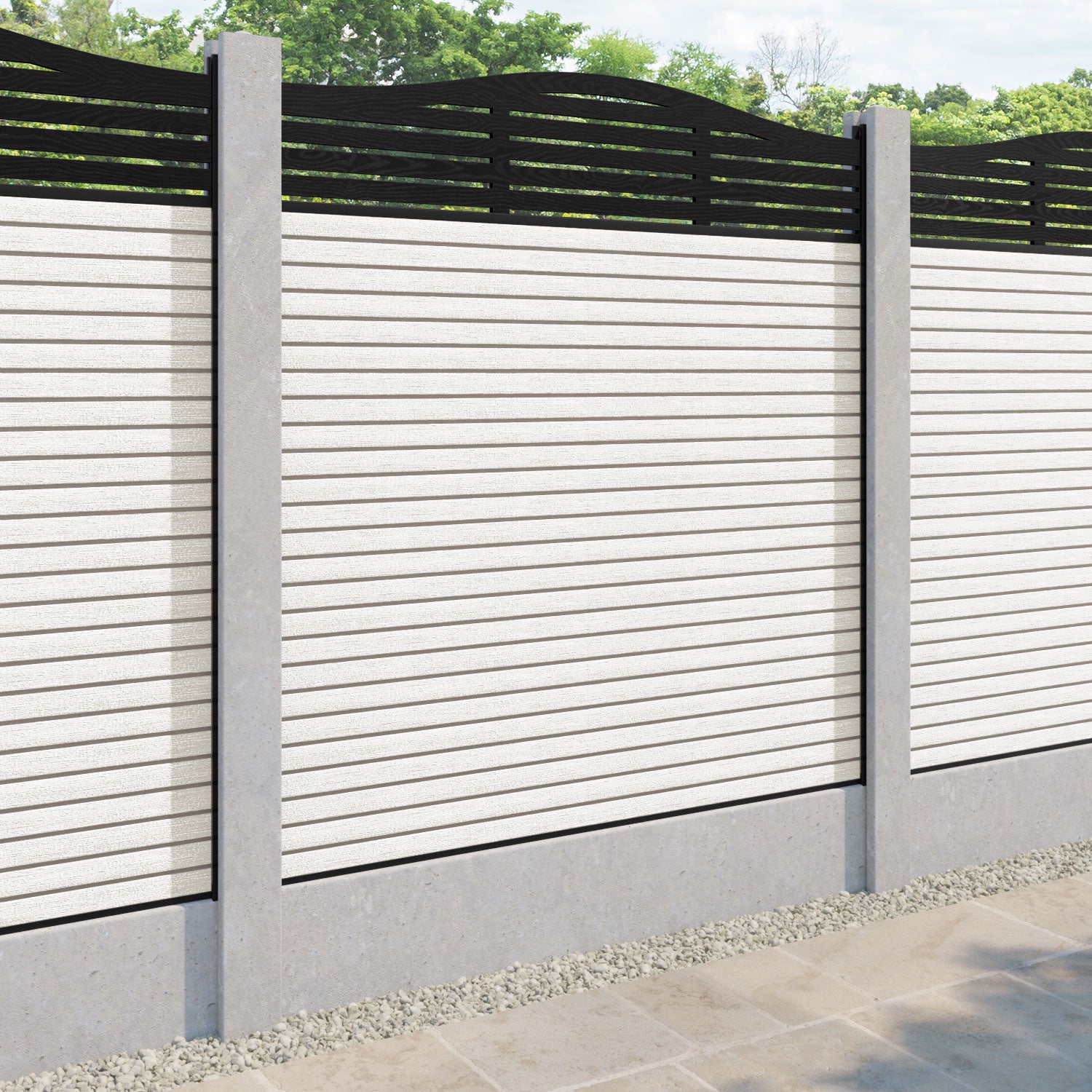 Hudson Aspen Curved Top Fence Panel - Light Stone - for existing concrete posts