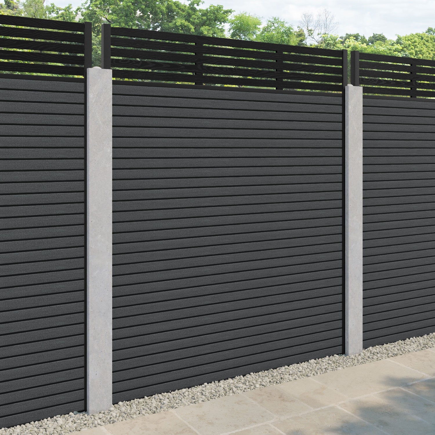 Hudson Aspen Fence Panel - Dark Grey - for existing concrete posts