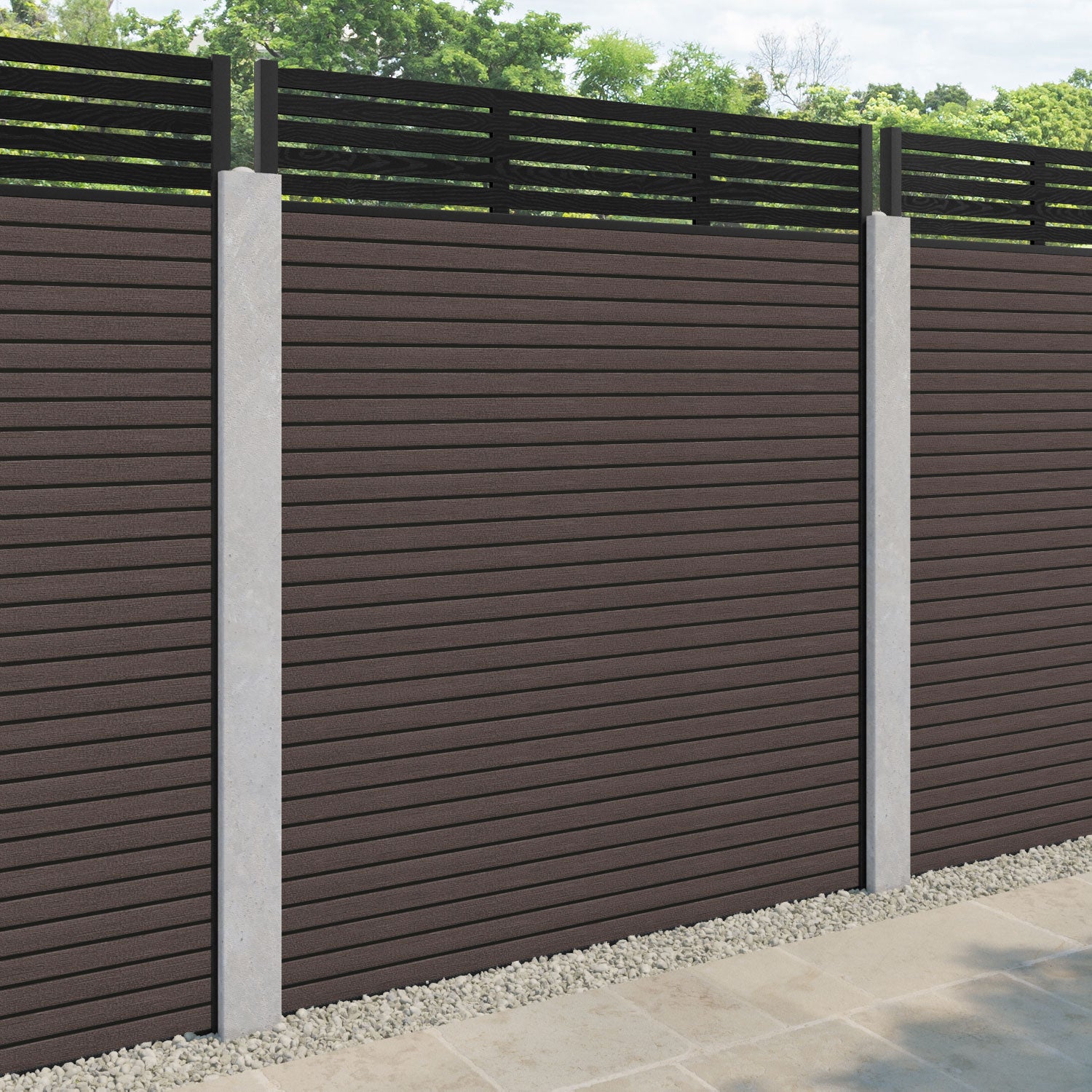Hudson Aspen Fence Panel - Mid Brown - for existing concrete posts