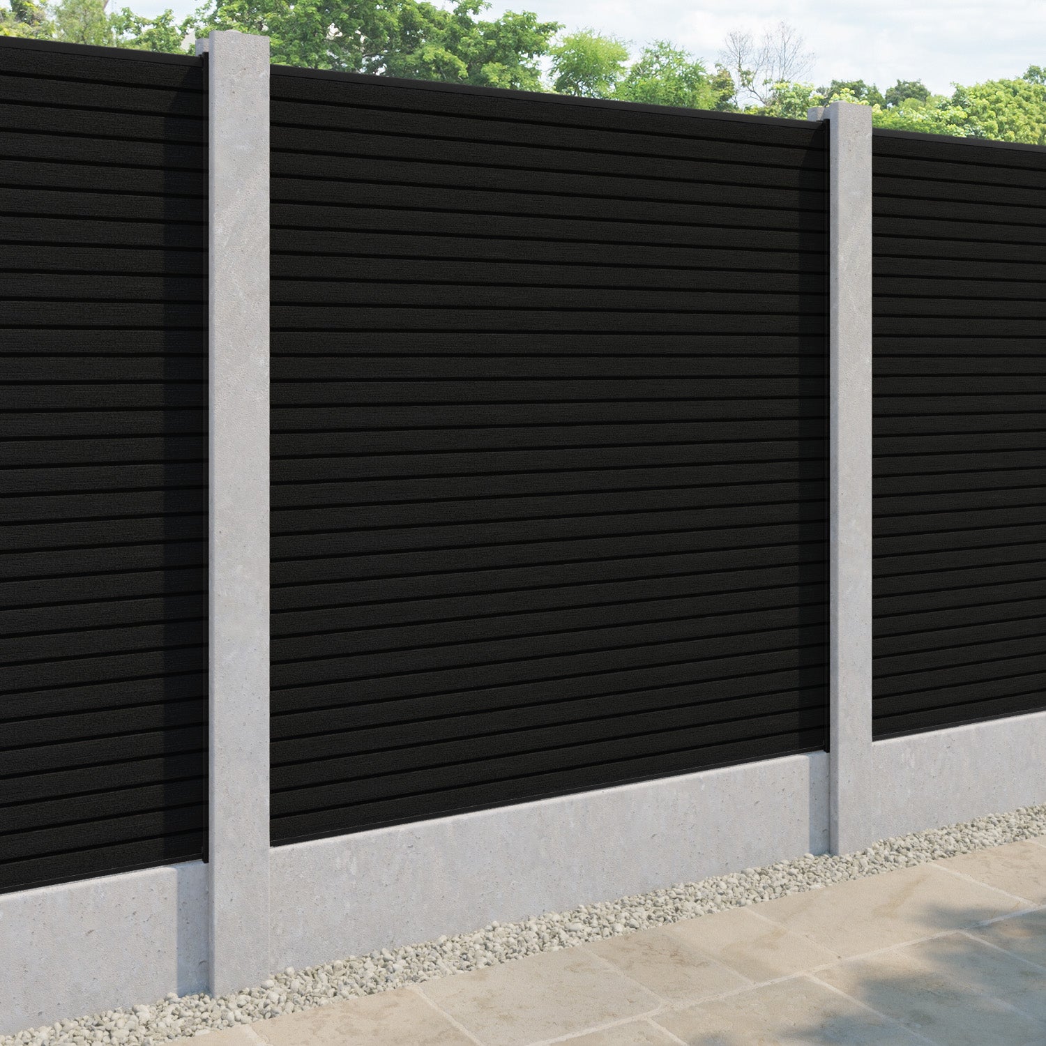 Hudson Fence Panel - Black - for existing concrete posts