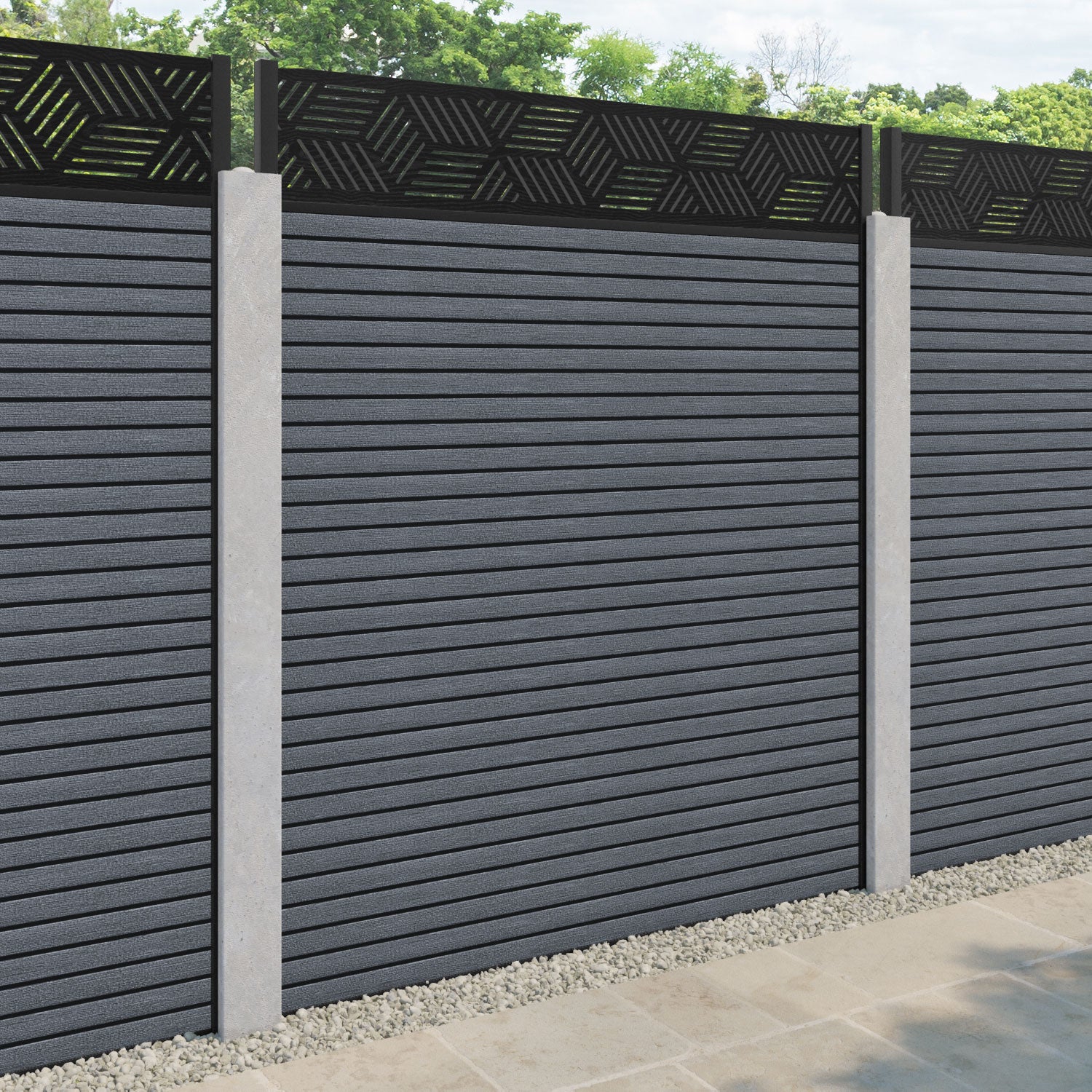 Hudson Cubed Fence Panel - Anthracite - for existing concrete posts