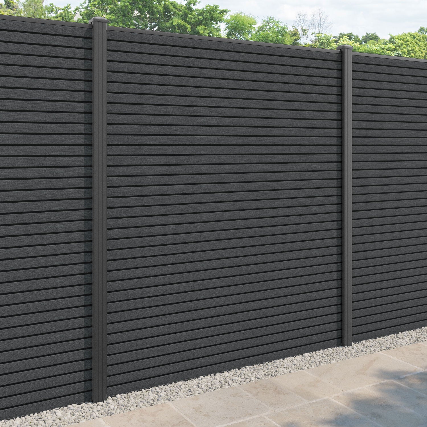 Hudson Fence Panel - Dark grey - with our aluminium posts