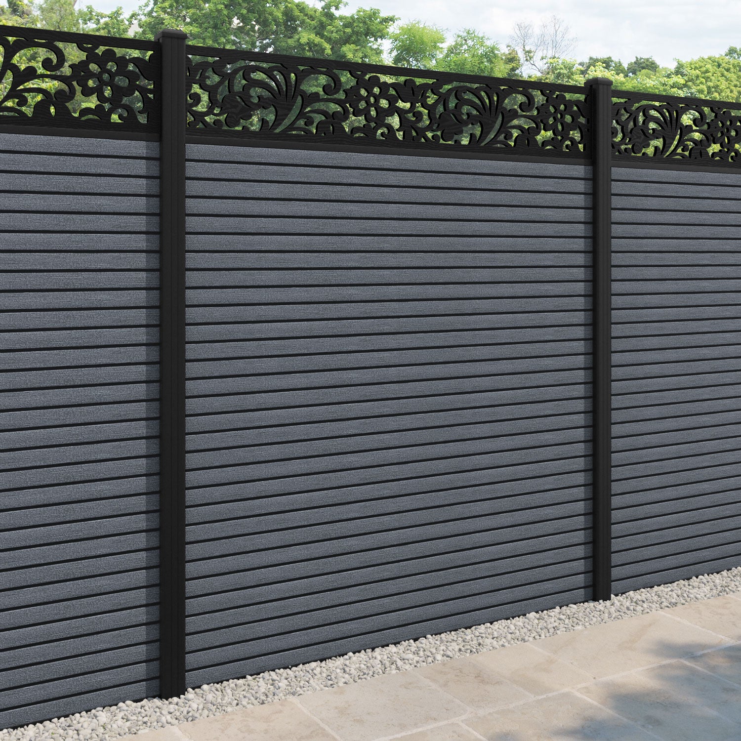 Hudson Eden Fence Panel - Anthracite - with our aluminium posts