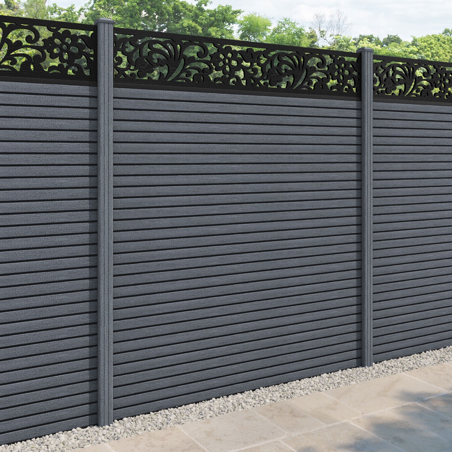 Hudson Eden Fence Panel - Anthracite - with our composite posts