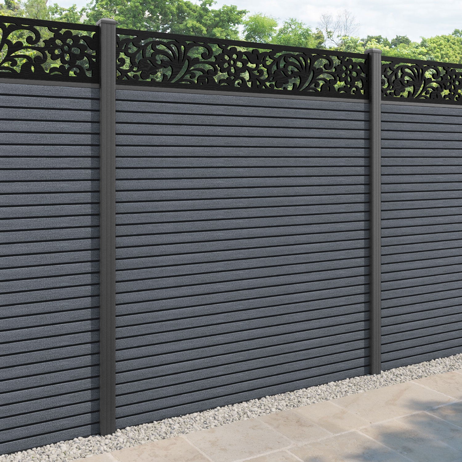 Hudson Eden Fence Panel - Anthracite - with our aluminium posts