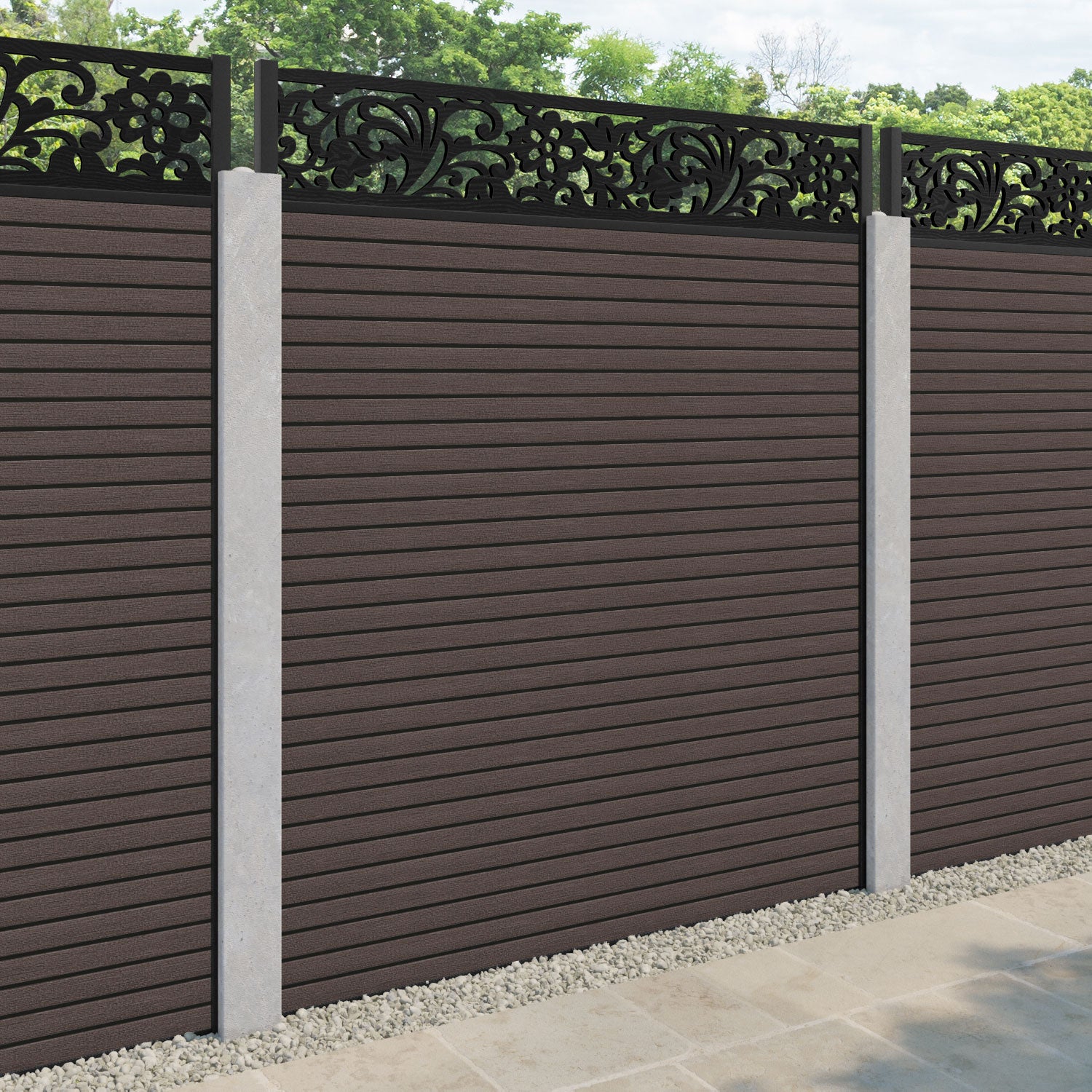 Hudson Eden Fence Panel - Mid Brown - for existing concrete posts