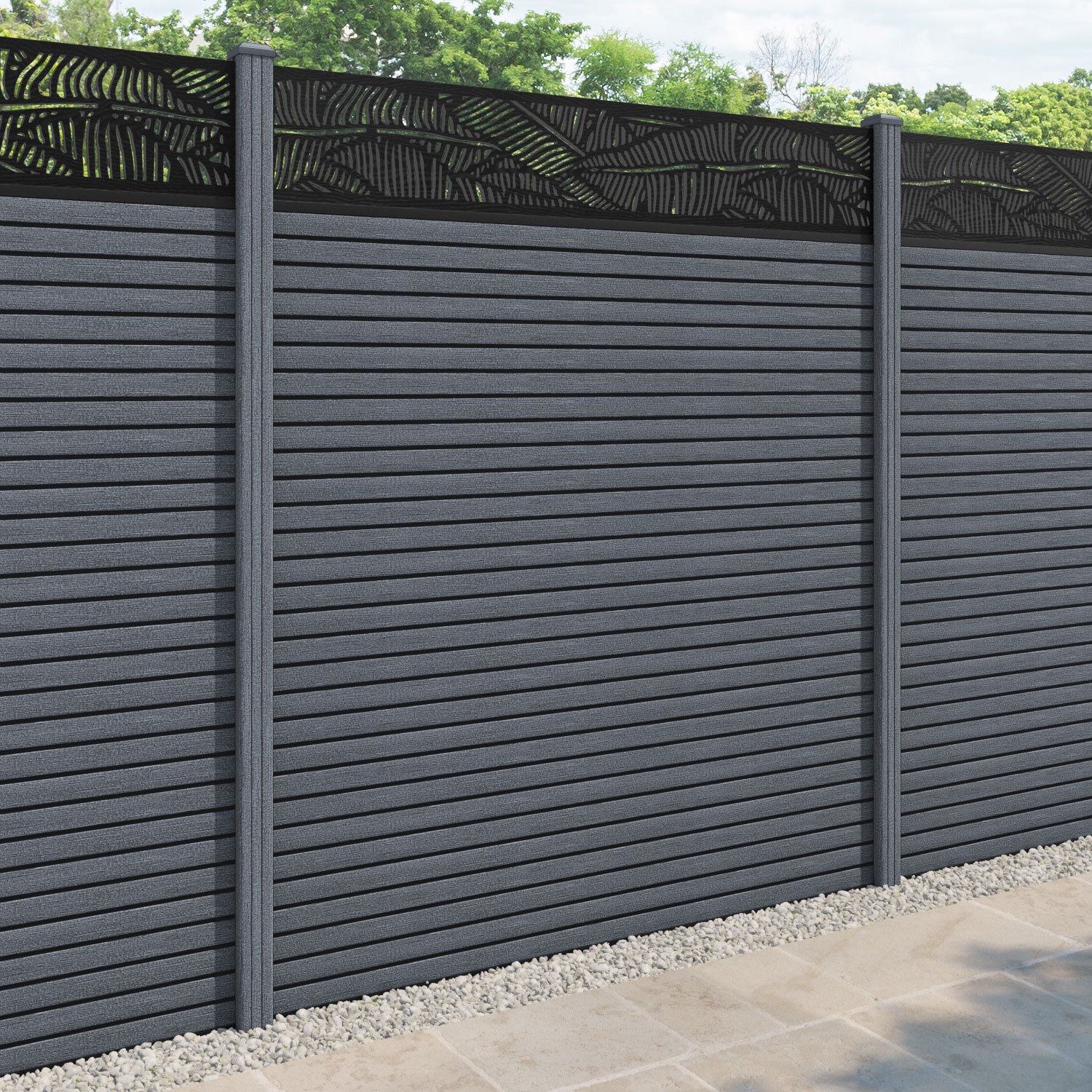 Hudson Feather Fence Panel - Anthracite - with our composite posts