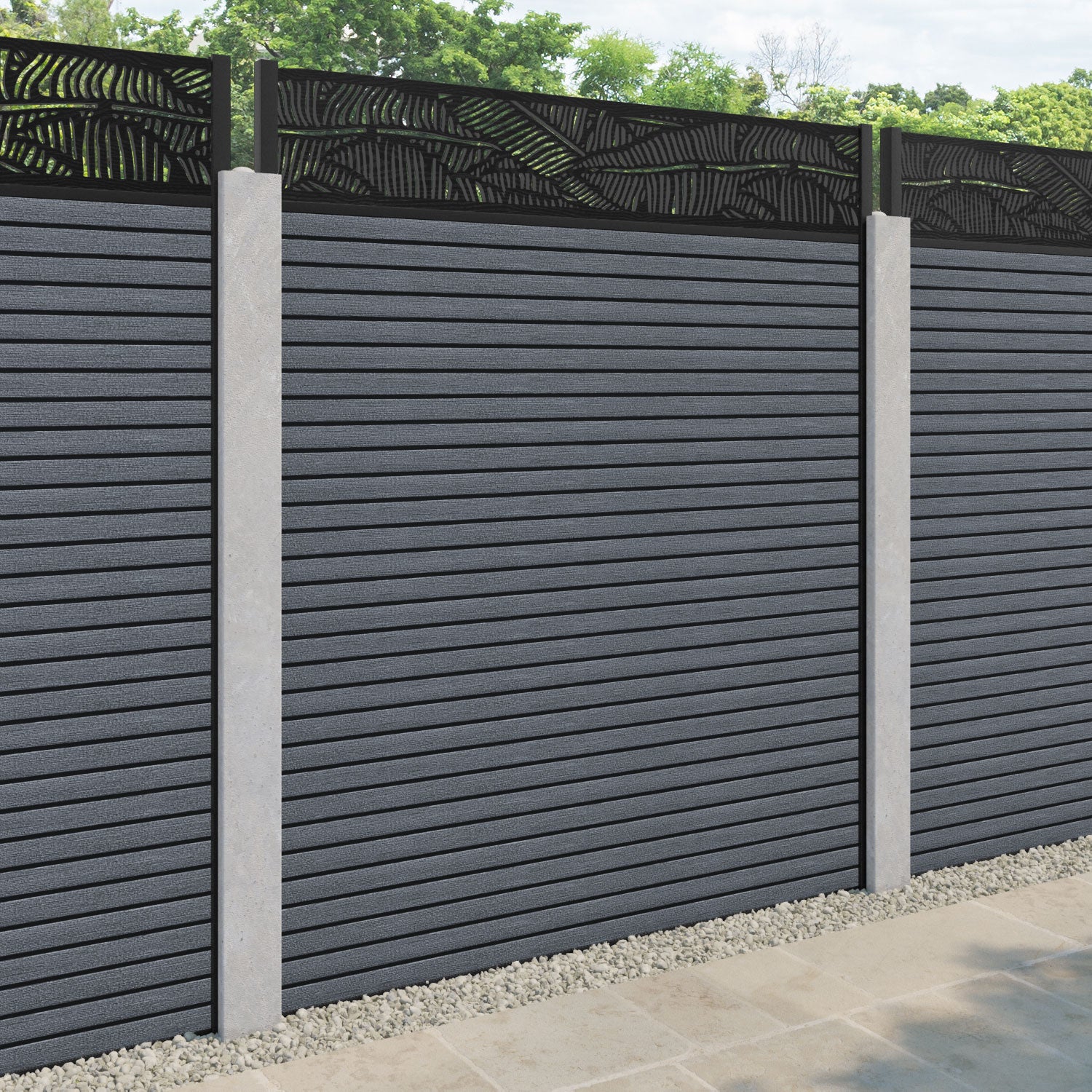 Hudson Feather Fence Panel - Anthracite - for existing concrete posts