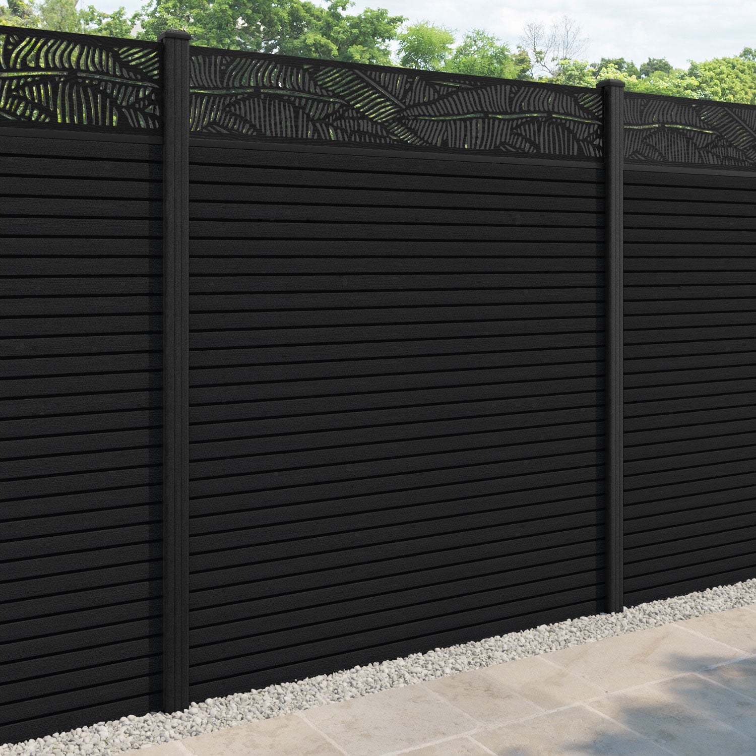 Hudson Feather Fence Panel - Black - with our composite posts