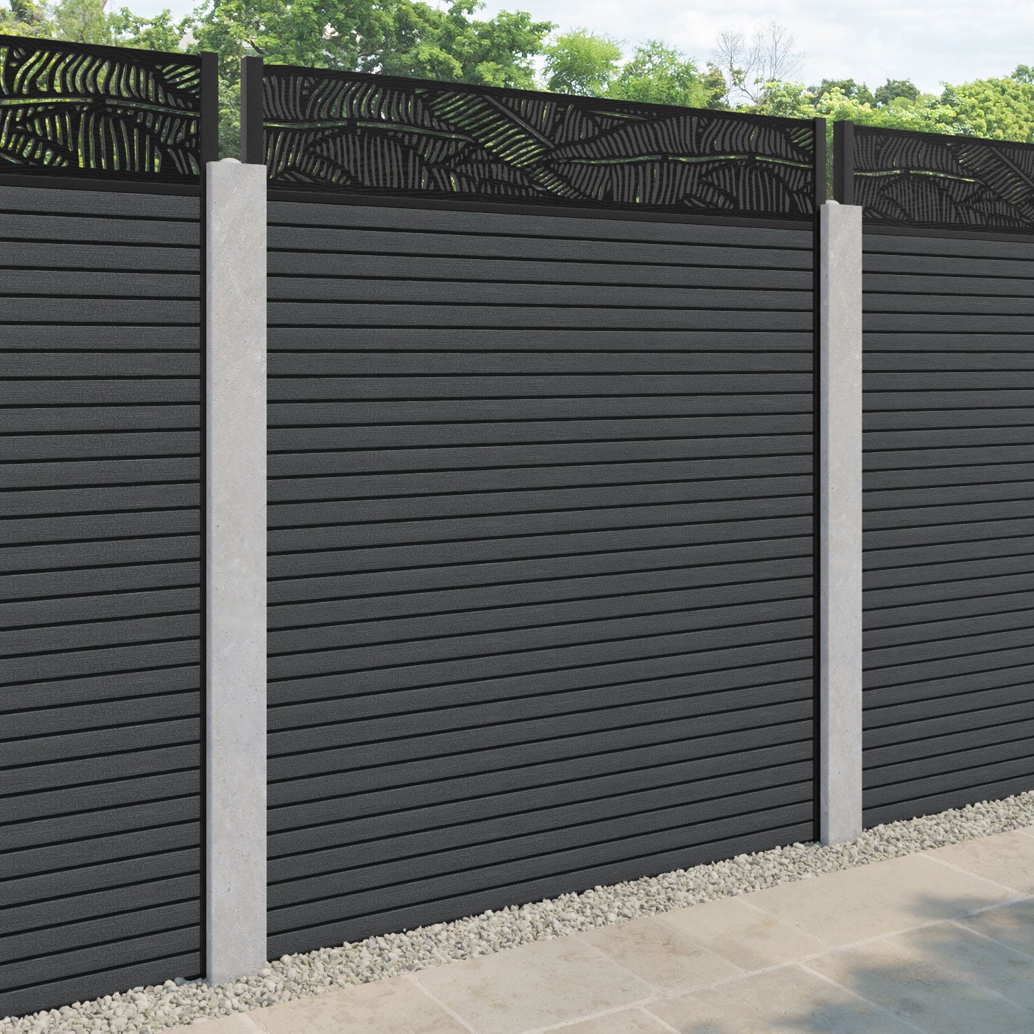 Hudson Feather Fence Panel - Dark Grey - for existing concrete posts
