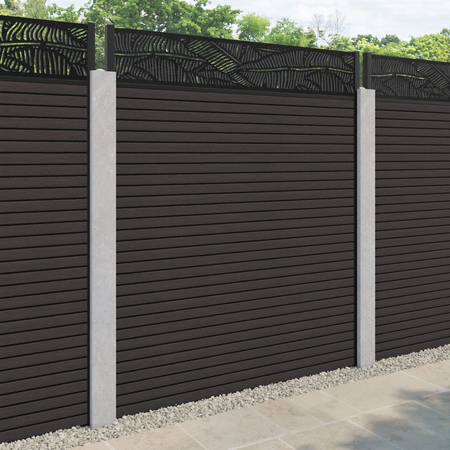 Hudson Feather Fence Panel - Dark Oak - for existing concrete posts